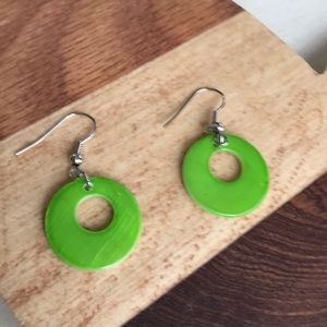 Vintage reversible pearl/green tone earrings